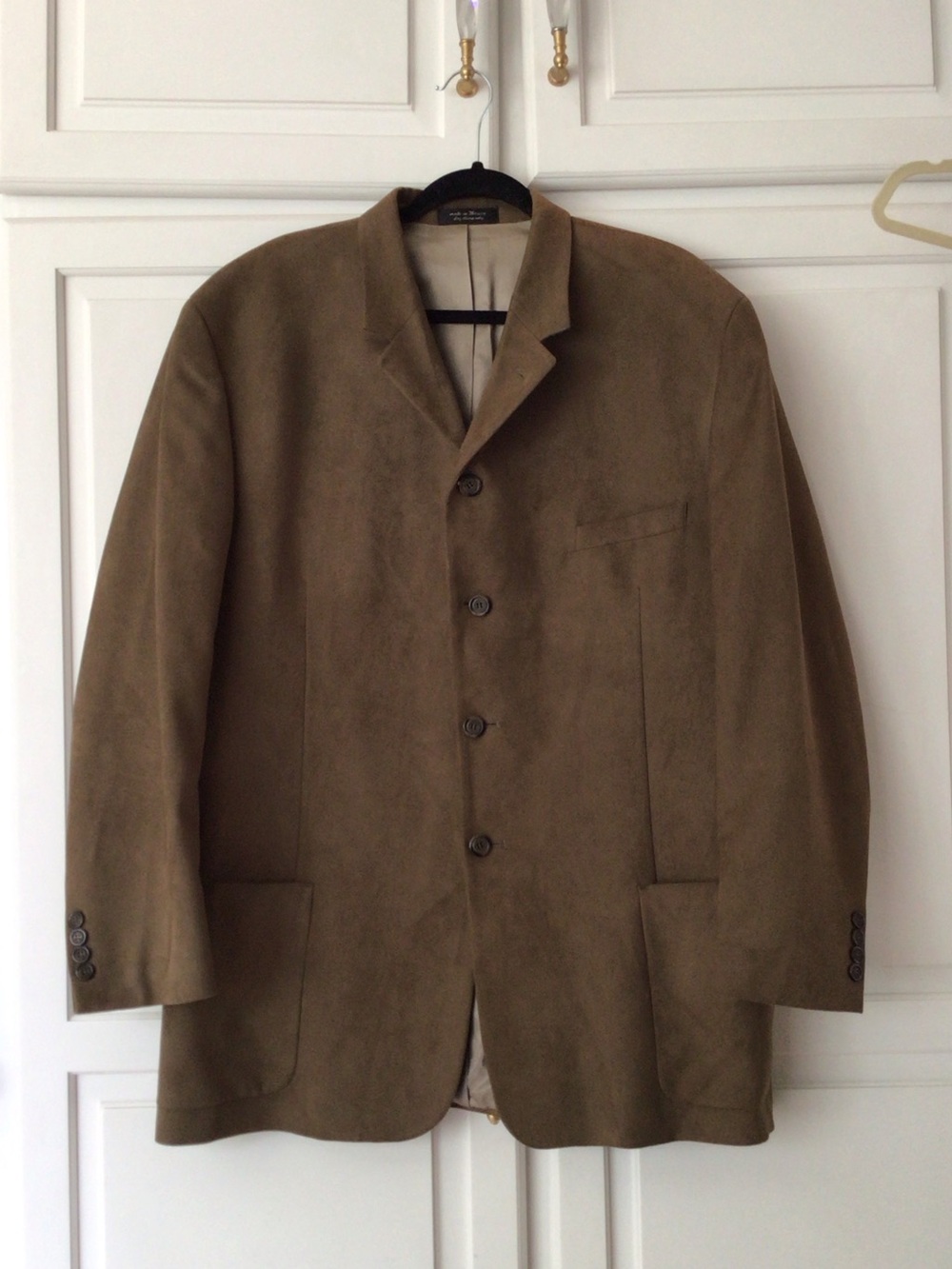 Men's Brown Suede Button Blazer